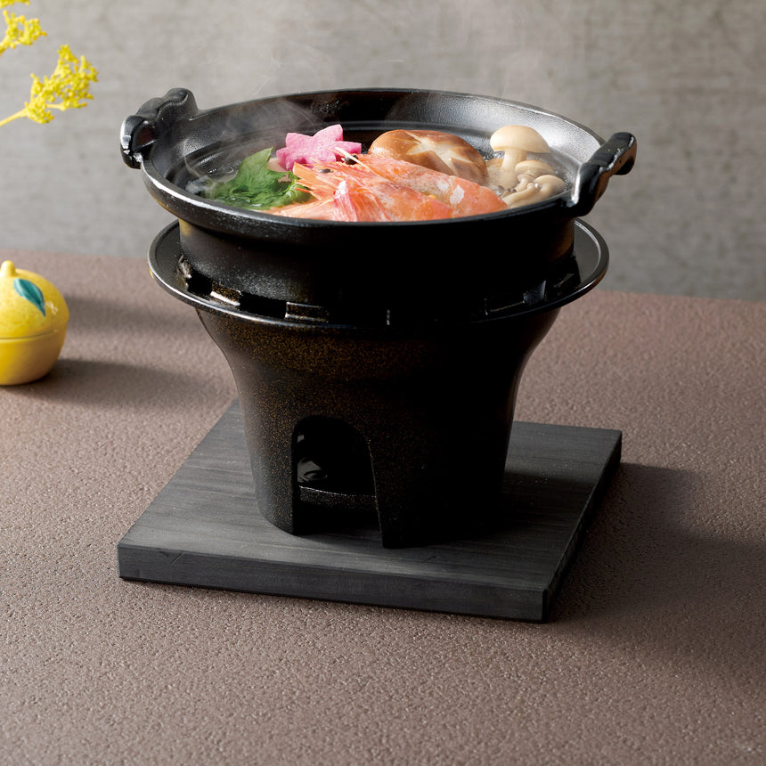 アルミ水炊鍋(金銀がすり)コンロセット