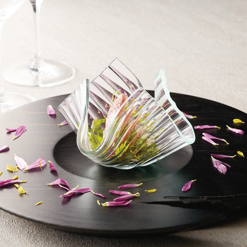 ひねり板ガラス鉢