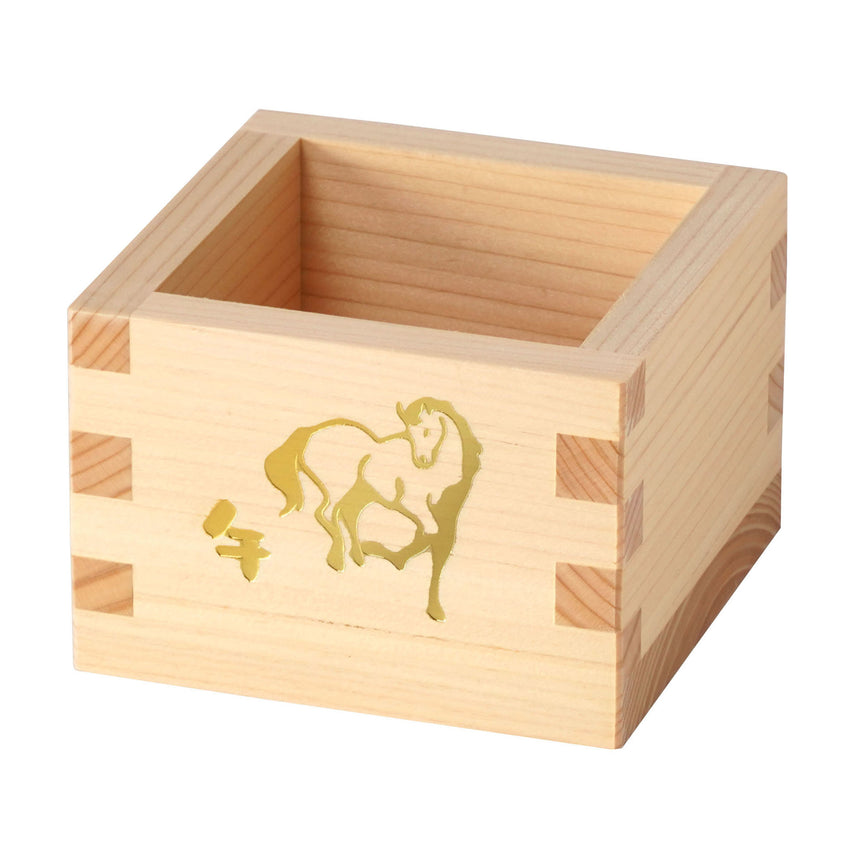 檜・一合桝　金箔押　午(無塗装)