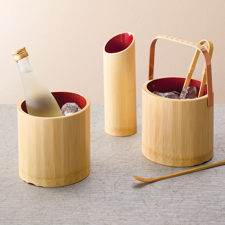 White bamboo ice bucket (with inner skimmer)