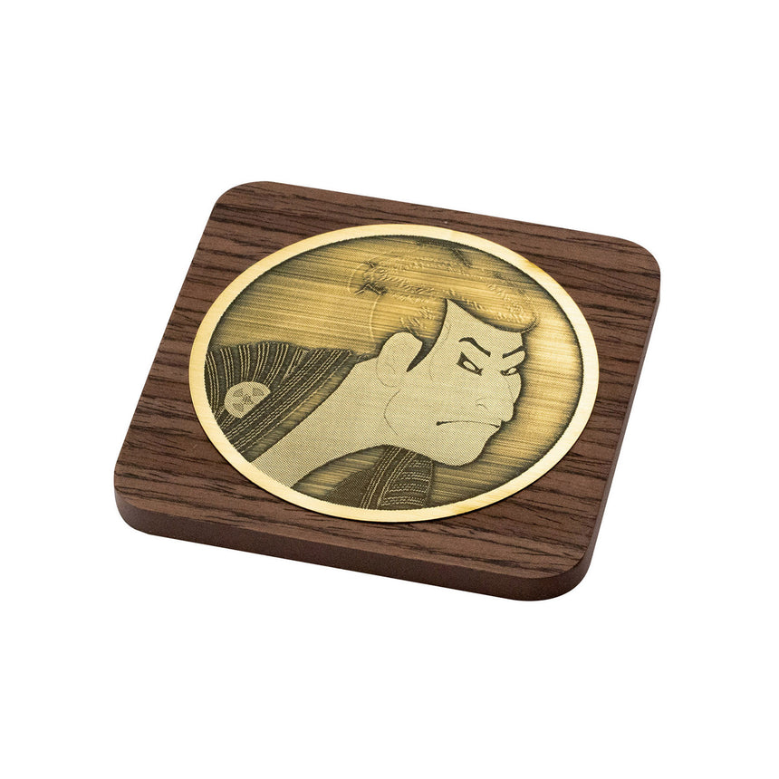 真鍮･浮世絵コースター(木台付)四角