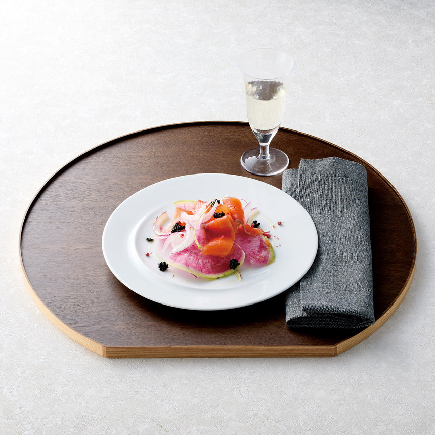 タモ薄型両面盆　半月（クリアー/こげ茶）