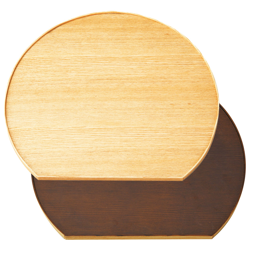 タモ薄型両面盆　半月（クリアー/こげ茶）