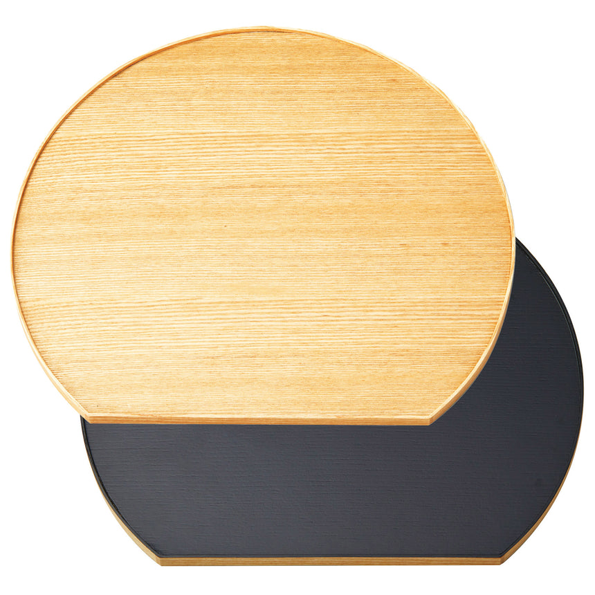 タモ薄型両面盆　半月（クリアー/黒）