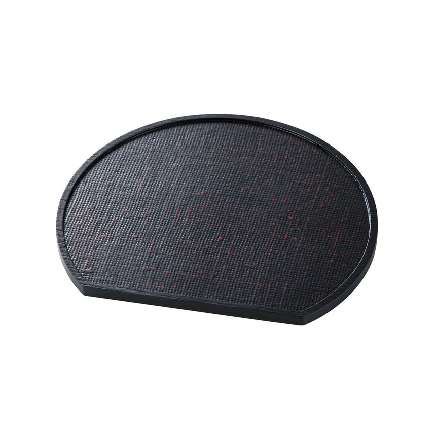 ミニ半月盆漆塗り風　曙