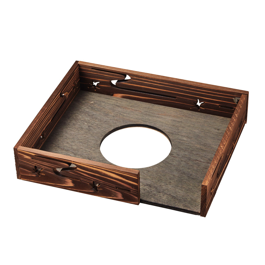 Burnt cedar tabletop stove frame