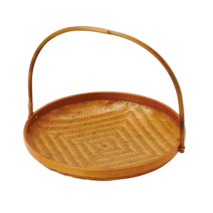 上竹細工・手付丸皿篭