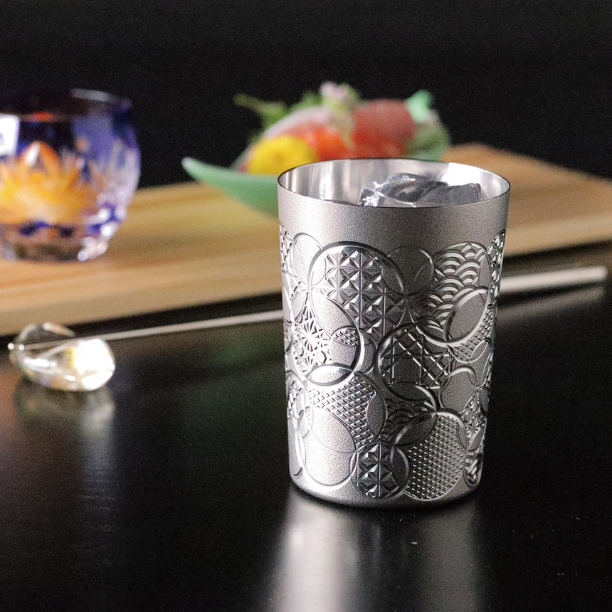 ステンレス・削り出し切子紋カップ 鞠