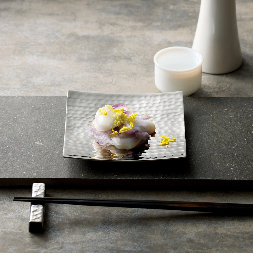 ステンレス槌目角型小皿