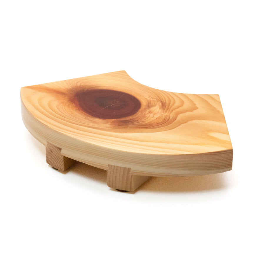 Hinoki/Red knot mini serving tray, fan-shaped (with non-slip surface)