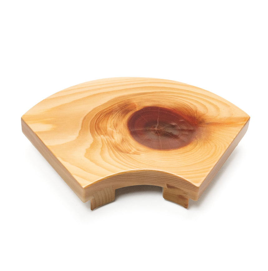 Hinoki/Red knot mini serving tray, fan-shaped (with non-slip surface)