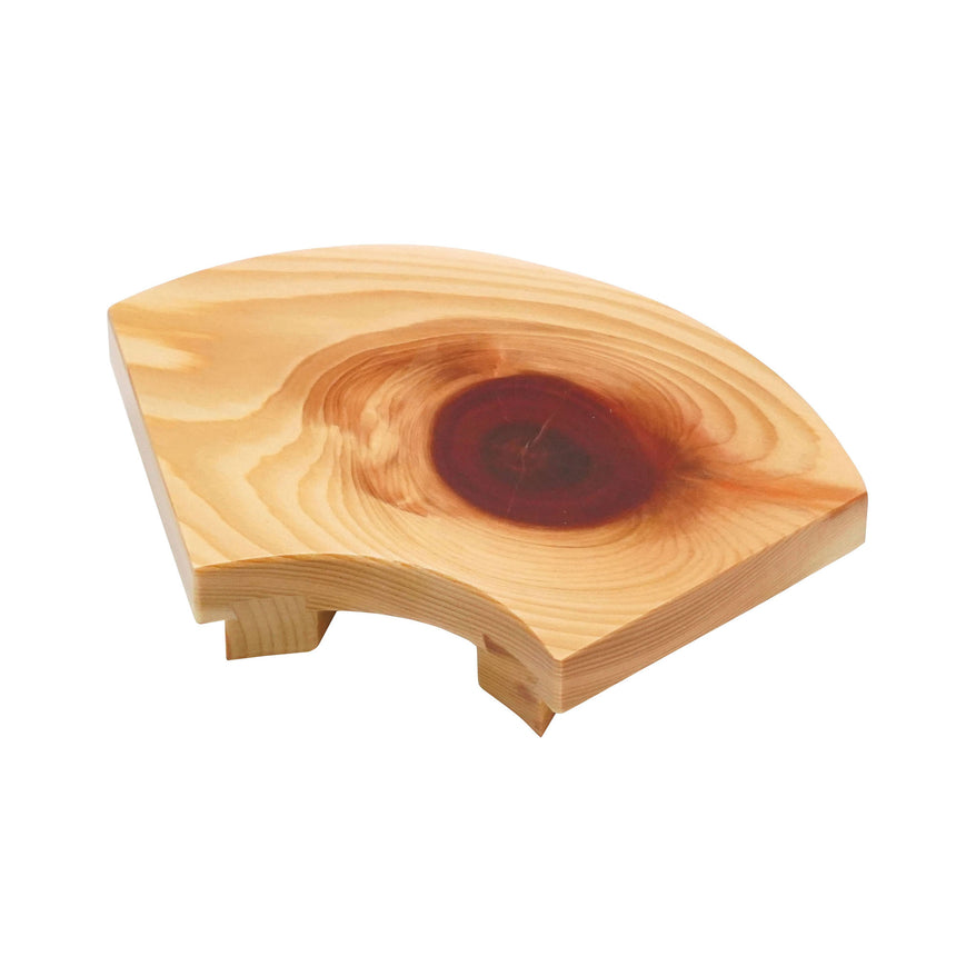 Hinoki/Red knot mini serving tray, fan-shaped (with non-slip surface)