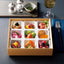 Yayoi white porcelain dish box, clear, nine compartments