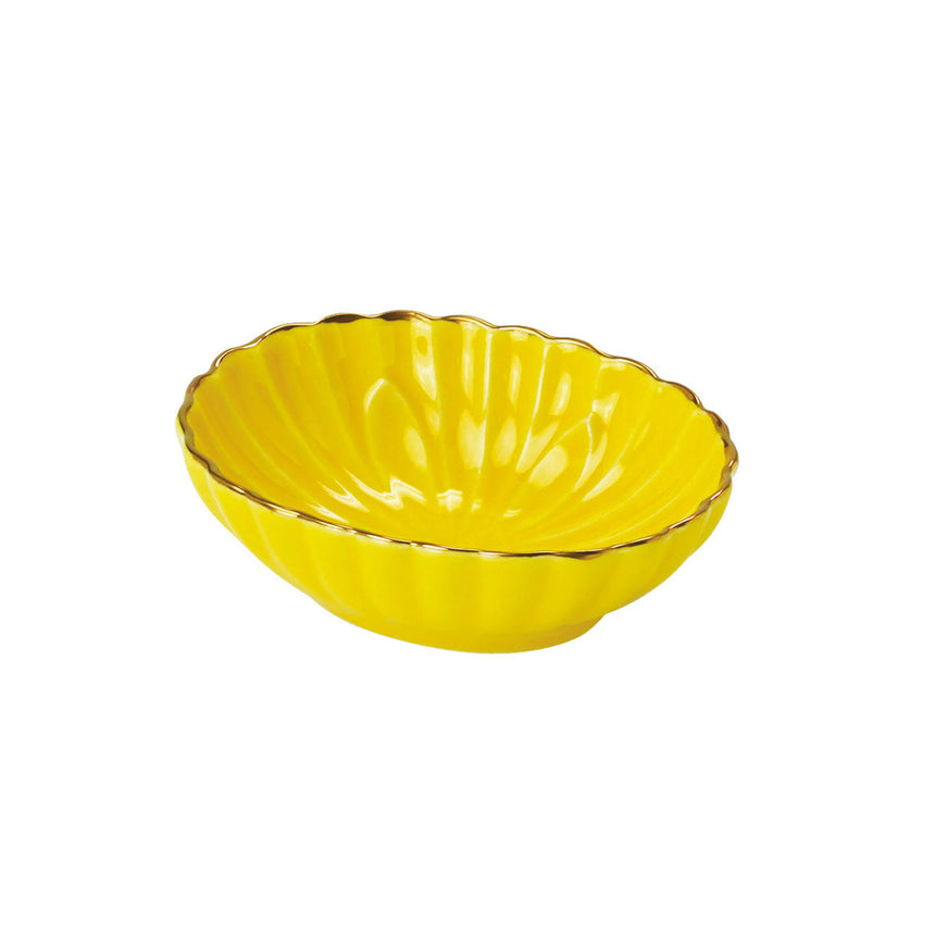 Oval chrysanthemum plate (yellow)