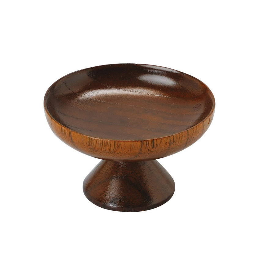 Wooden high-pedestal delicacy container, brown