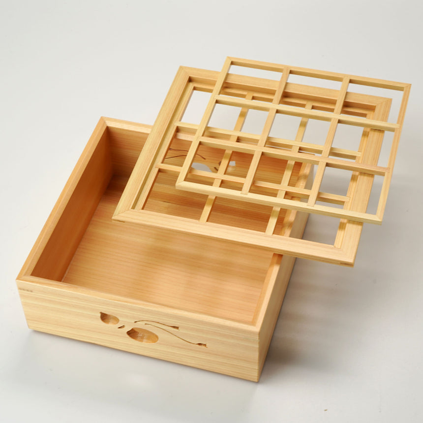 Hinoki openwork food box (small)