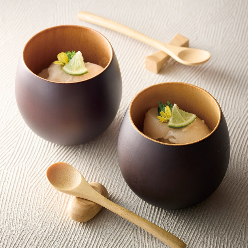 木製・たまご型カップ（内クリア外こげ茶）