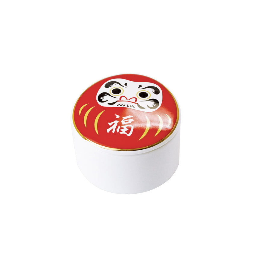 Daruma-shaped lidded delicacy container