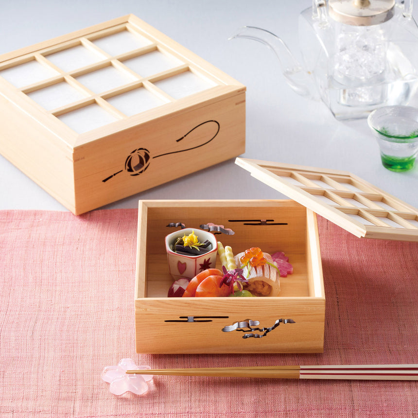 Hinoki openwork food box (large)