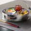 Stainless steel hammered appetizer serving dish with base, round