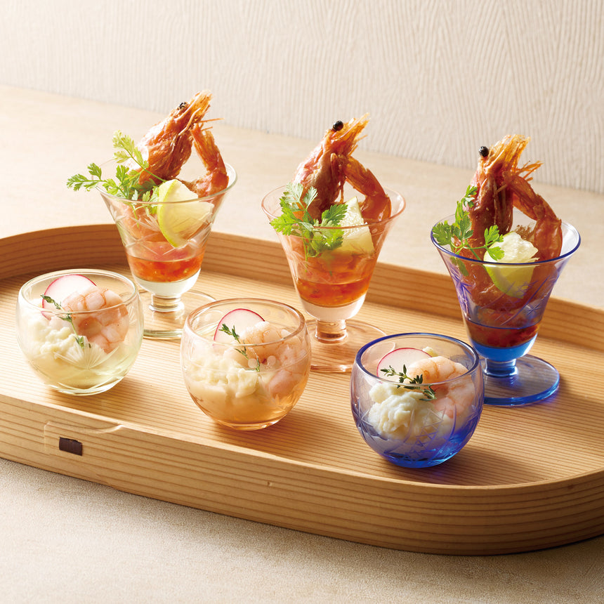 手彫硝子・丸珍味入　ルリ