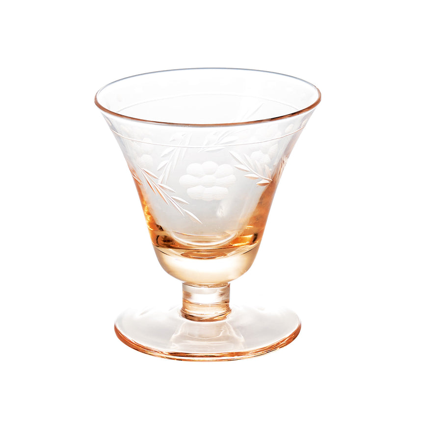 手彫硝子・高台珍味入　ロゼ