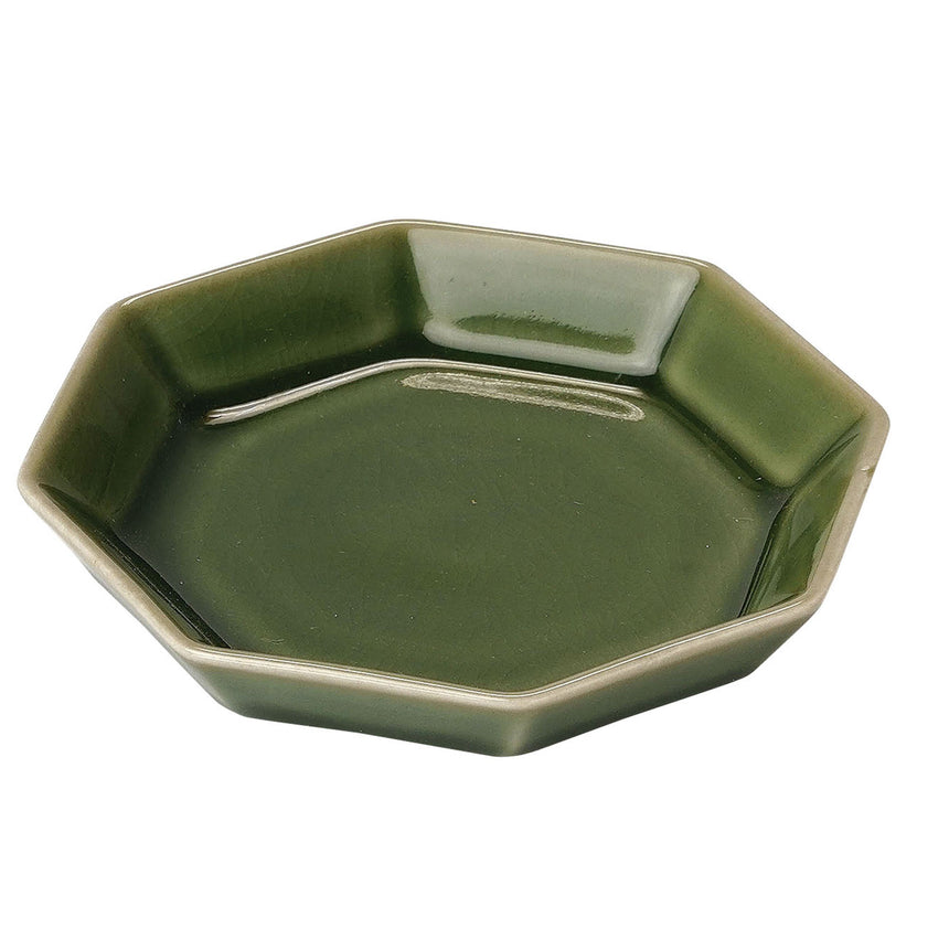 珍味入れ　黄釉黄釉グリーン菊葉型珍味入れ10客 珍味入れ 黄釉グリーン菊葉型珍味入れ10客