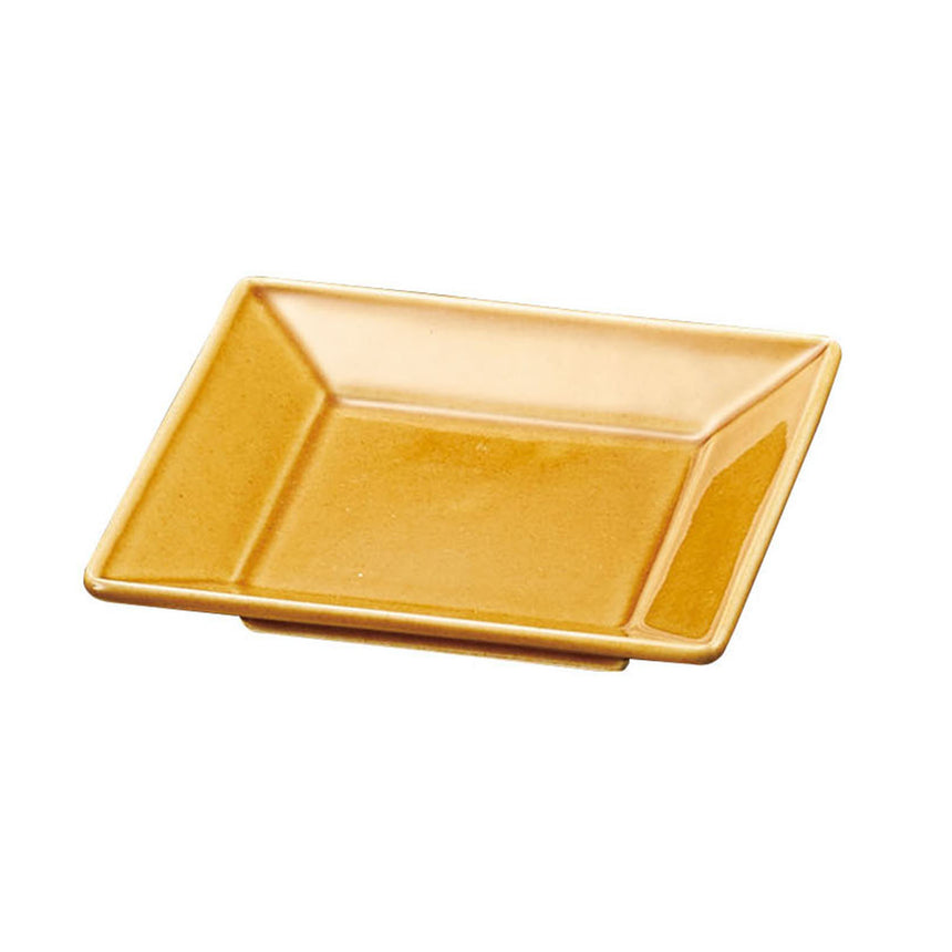 正角皿　黄瀬戸