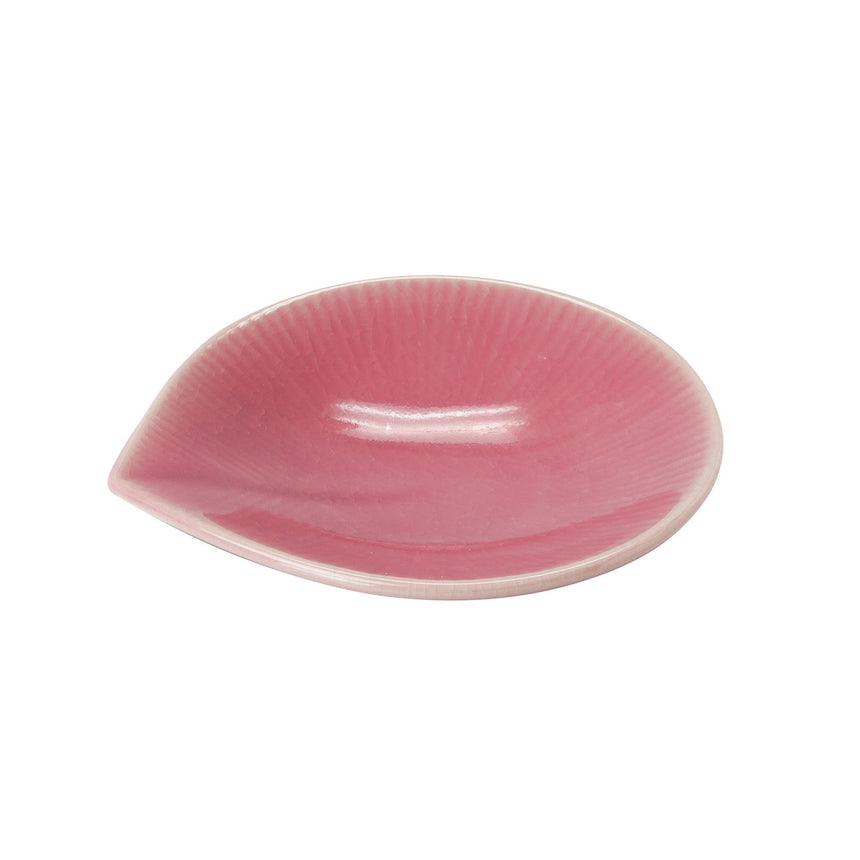 しずく平皿　桃貫入
