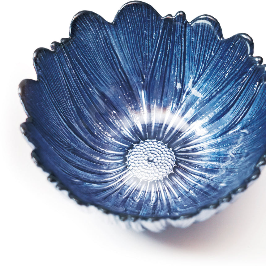 硝子 メタリックカラー花小鉢（ブルー）