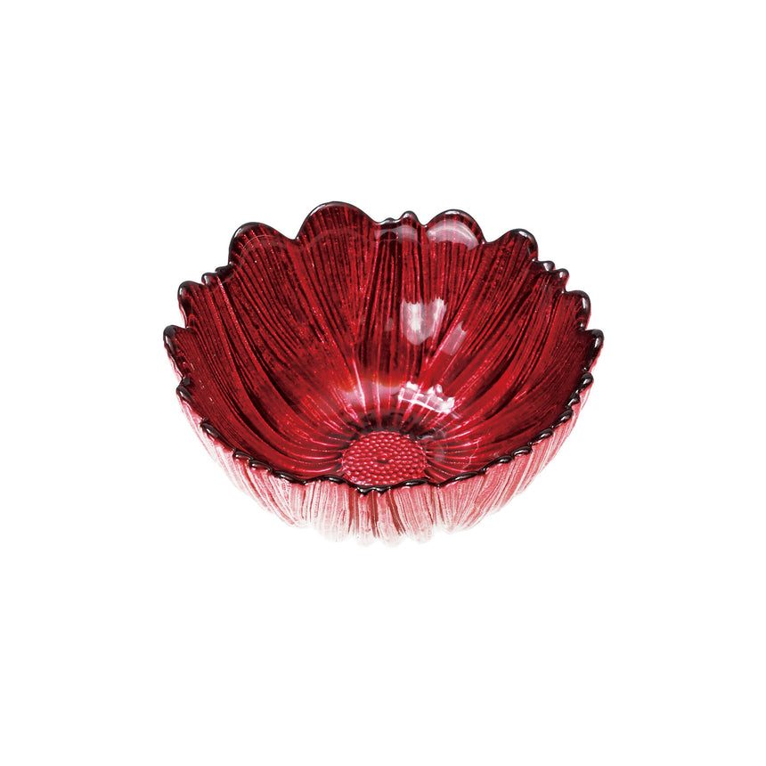 硝子 メタリックカラー花小鉢（レッド）