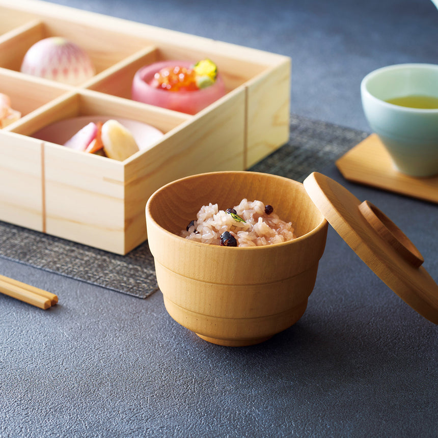 木製・蓋付飯椀　ナチュラル