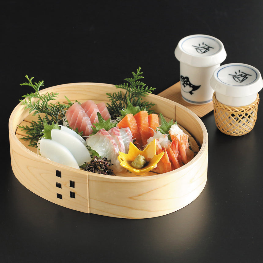 ひのき・わっぱ楕円盛器　*目皿付