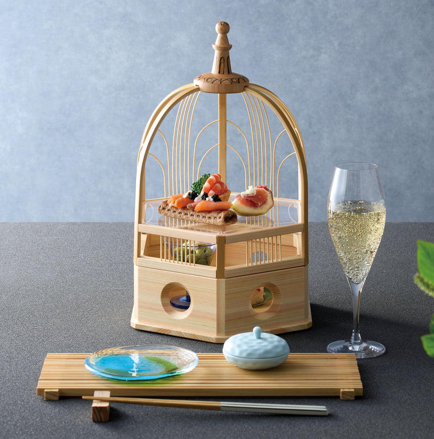 竹・桧六角二段料理箱
