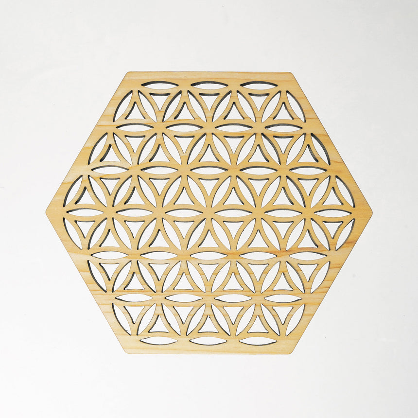 ひのき細密・六角コースター　華重ね(EXP塗装付)