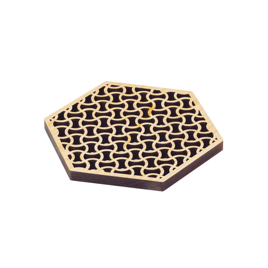 ひのき細密-六角コースター 分銅つなぎ(EXP塗装)