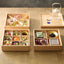 Plain wood multipurpose three-tiered food box