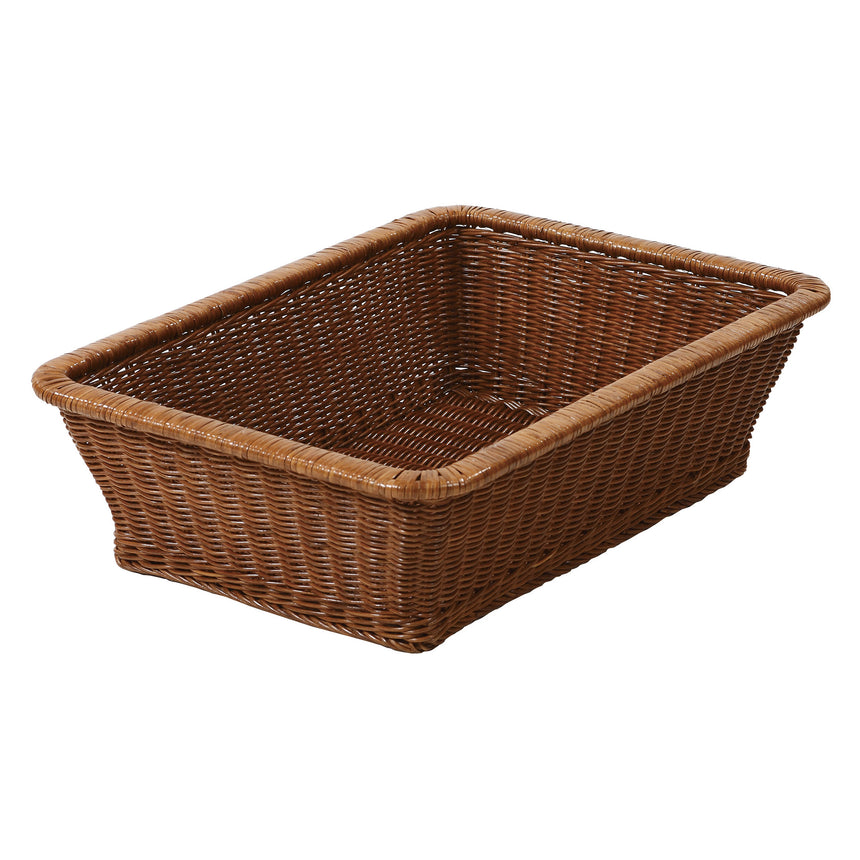 High-quality rattan clothes basket, rectangular (dark brown)