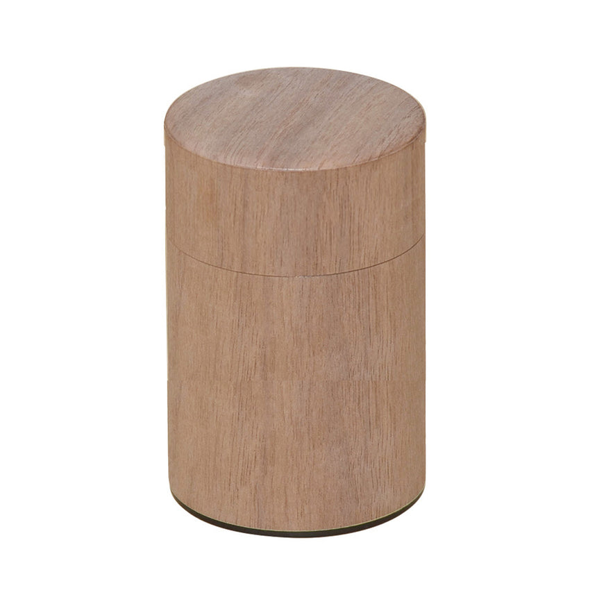 Wood grain tea canister, walnut