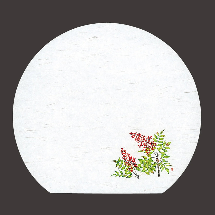 13.5cm Half Moon Cloud Dragon Washi Kaiseki Mat, Four Seasons, Nanten, 50 Sheets