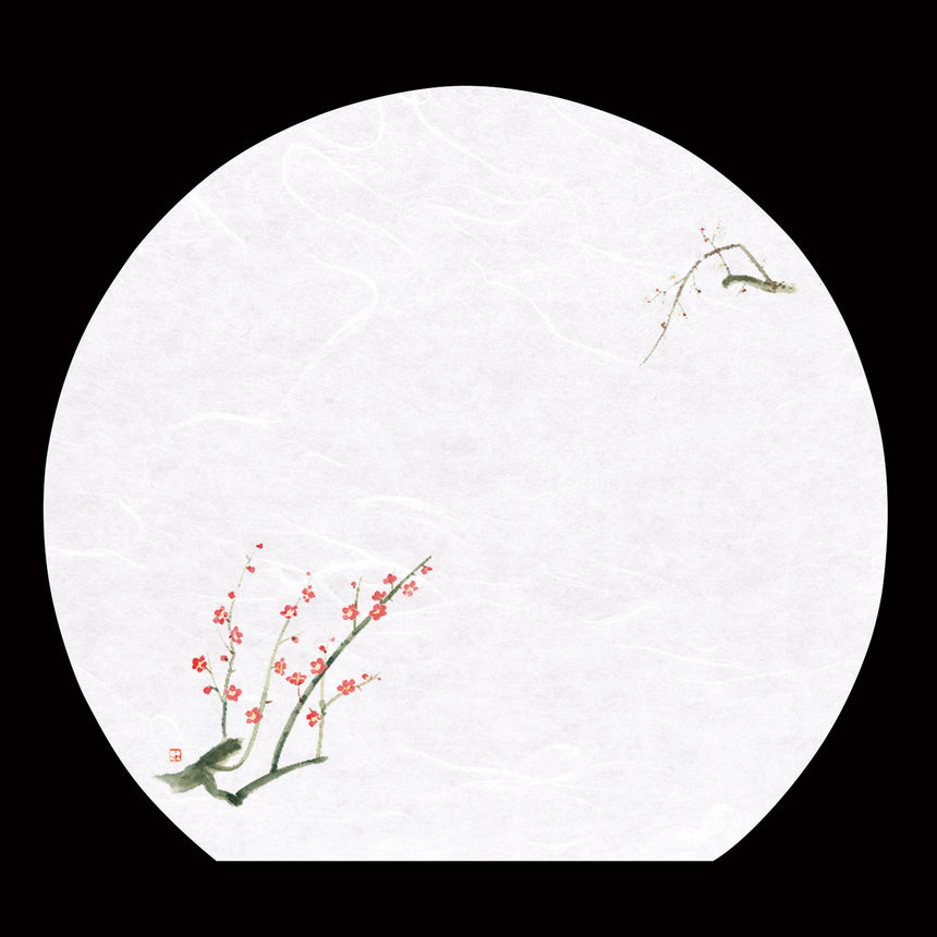 100 pieces of 13-inch half-moon cloud dragon washi kaiseki matte, Kotan, plum blossom