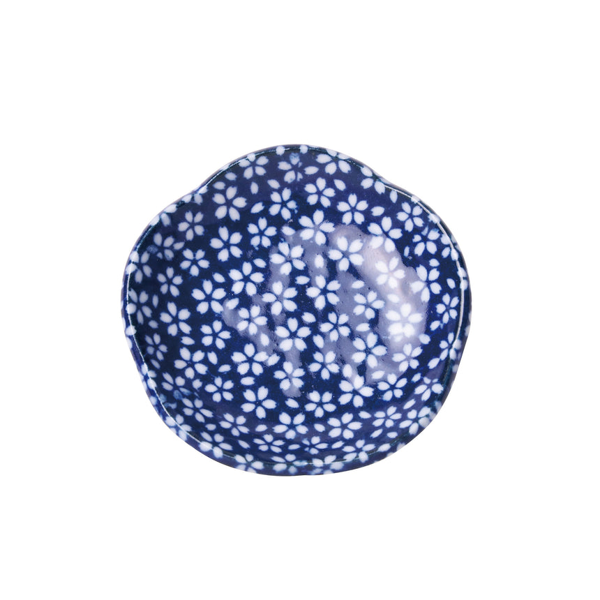 豆皿（花型）藍