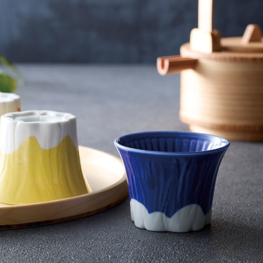 Mt. Fuji sake cup, blue [boxed]