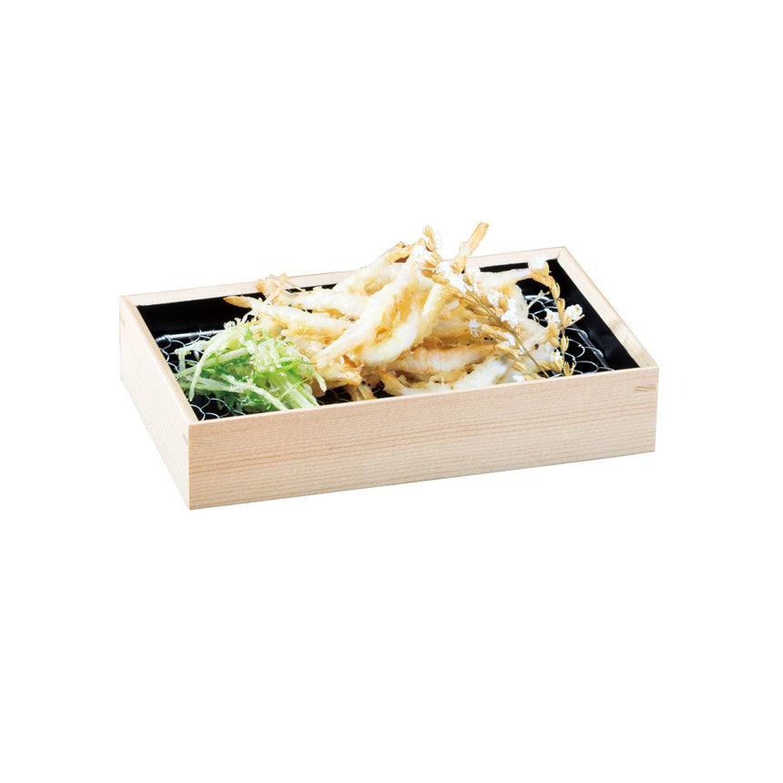 木製･天ぷら盛皿(ステンレス目皿付)　クリアー/内黒