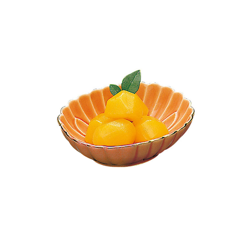 小判型菊皿（オレンジ）