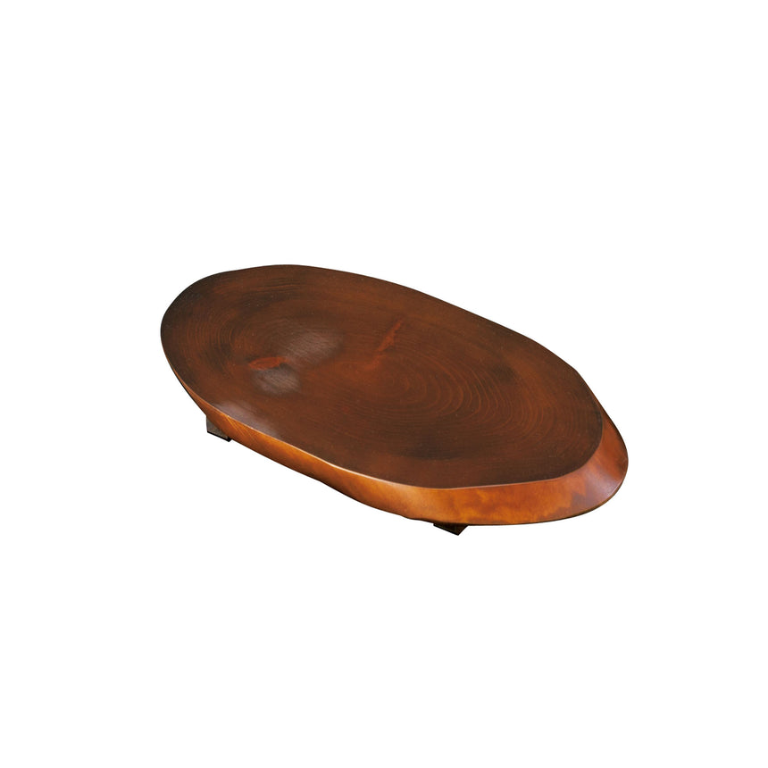 Cypress, footed tree ring plate, brown