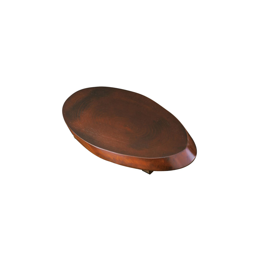 Cypress, footed tree ring plate, brown